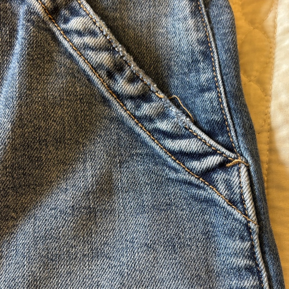 Pilcro Wide Leg Cropped Denim Jeans - Medium Blue - Picture 3 of 7